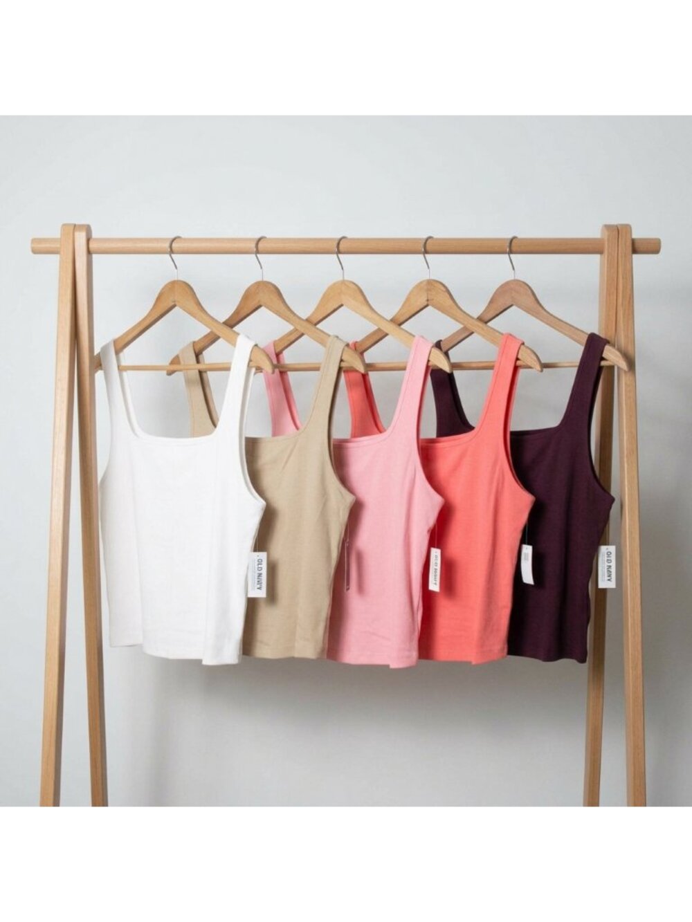 Lot 5 Old Navy Fitted Ultra Crop Tank Top Ribknit 2X White Beige Pink